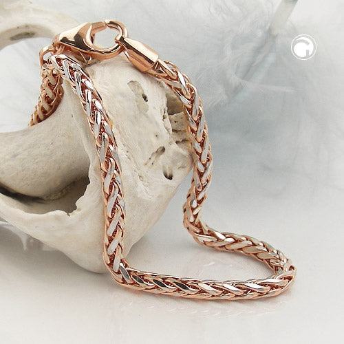 Zopfkette Armband 2,6mm bicolor 14Kt Rotgold - Urban Chains Club